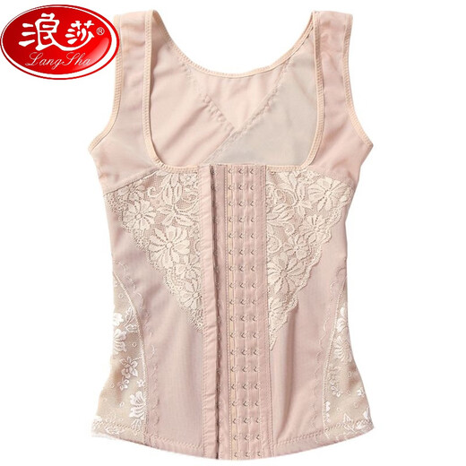 LangSha (LangSha) 2-piece enhanced version of postpartum body-shaping belly-controlling garments, waist-slimming, stomach-slimming, breast-feeding, belly-controlling belt, tunic top, skin color L (100-115Jin Jin is equal to 0.5kg)