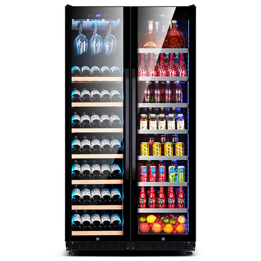 Costainton ultra-thin double-door ice bar red wine cabinet constant temperature wine cabinet air-cooled double-door embedded home living room commercial display refrigerator tea cabinet wine liquor fresh cabinet display cabinet 1.90 meters high - Type A