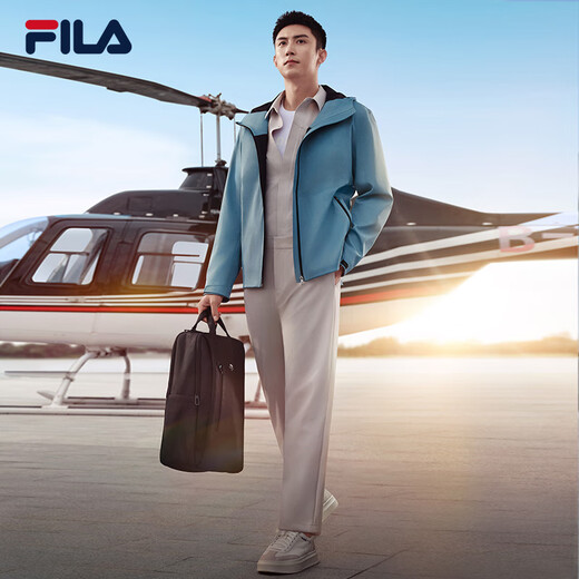 FILA Huang Jingyu same style Fila men's woven pants business casual straight pants casual pants men Yunwu gray-GY 180/88A/XL