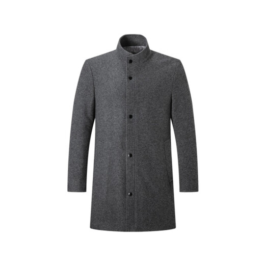 Sept Wolf Wainen Mabe's Mou Mound's New Winter Stand Collar Couleur propre Couleur en laine Moyenne Longueur Médion Vêtements pour hommes décontractés 003 (gris moyen) L 170 / 88A