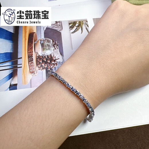 Chenru 6.40 carat tanzanite bracelet for women natural colored gemstone jewelry 925 silver inlaid jewelry tanzanite bracelet