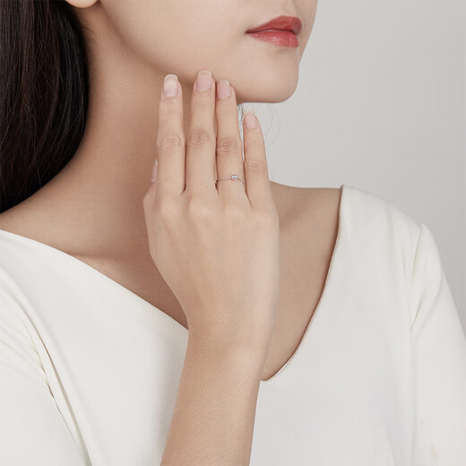 Saturday Fortune PT950 platinum ring for women with small gold bead chain and tail ring B018506 No. 12 birthday gift