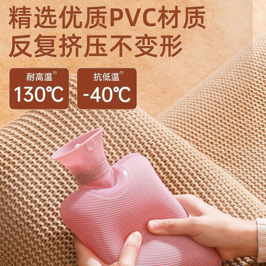 吕笑热水袋注水暖水袋女生暖手热敷肚子暖脚神器可爱毛绒布套安全防爆 【特厚防爆】灰色1000L+毛绒布套