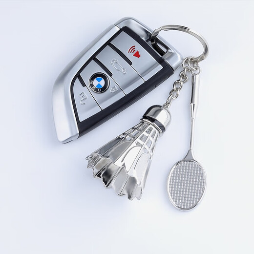 LAAZEE metal simulation badminton key large badminton sports accessories pendant key chain pendant exquisite small gift large badminton + racket + tag engraving contact customer service