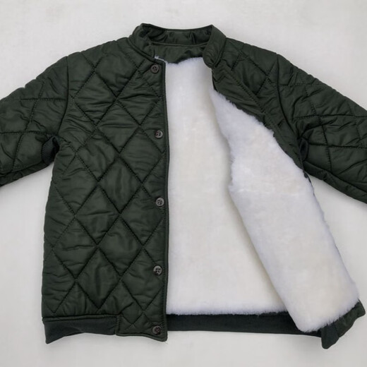 Jeep (JEEP) wool cotton-padded jacket men's fur all-in-one jacket middle-aged and elderly thickened sheepskin cotton-padded coat fur jacket autumn and winter real wool jacket military green + long wool liner bust 3 feet 4 (suitable for weight 125-140 Jin Jin equals 0.5 kg)
