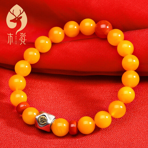 Mujue (MUJUE) Lucky Encounter Beeswax Bracelet Eight Buddha Sanskrit Twelve Zodiac Patron Saint Bracelet 8mm Dog, Pig/Amitabha