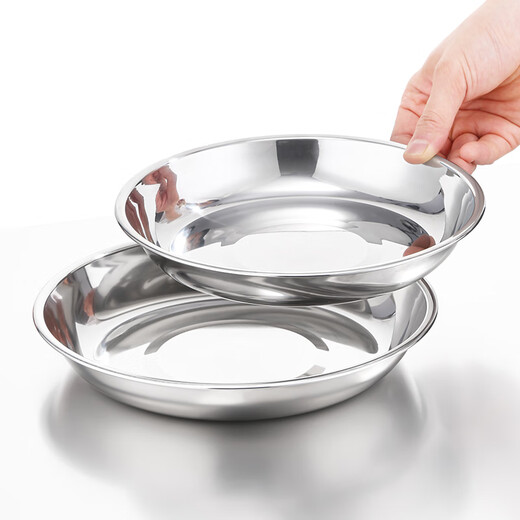 JOBO 304 stainless steel plate side dish plate 16cm thick round dish preparation plate shallow plate flat bottom dinner plate
