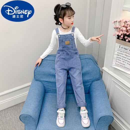 Disney (Disney) Girls Denim Overalls Spring and Autumn Trousers Girls Autumn Clothes Older Children Two-piece Suits Children's Loose Style Suspenders Single Piece MK-212 Overalls 160 Regular Size Don't be too big