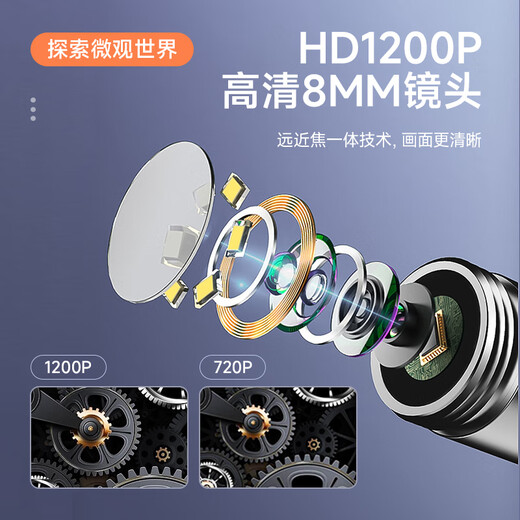 Car security endoscope, special high-definition camera for car sewer pipe repair, industrial waterproof probe, visual mobile phone detection