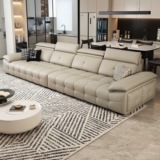 Fasati Italian minimalist piano key leather sofa living room light luxury modern large-sized sofa SF1214 leather 3 meters single arm single + double luxury version Q elastic sitting feeling 2.8mm thickened semi-green first layer cowhide