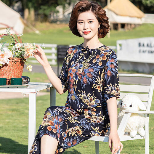 安梦影棉绸中老年女装中袖棉绸套装大码中老年夏季衣服女时尚妈妈装两件 橄榄绿 9226 25 3xl 1-140斤