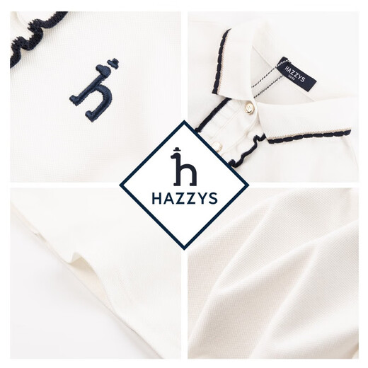 HAZZYS brand children's clothing for girls summer new style elastic breathable simple slimming classic lapel short-sleeved polo shirt navy 130