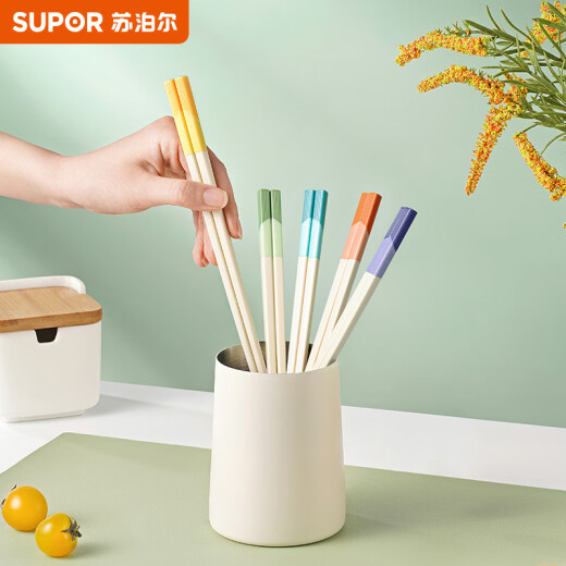 SUPOR alloy chopsticks anti-bacterial, anti-slip, anti-mildew and high temperature resistant household high-end household color separation TK2163E