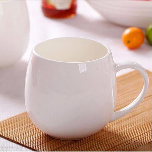 Invesco Jingdezhen Porcelain Cup Bone China Simple Ceramic Cup Tea Cup Pure White Water Cup Customized LOGO Milk Cup Coffee Cup Big Belly Cup 400ml