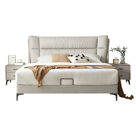 双虎现代简约轻奢猫爪科技布艺床1.8米主卧高端大气奶油风双人床23653 低箱床 【653B】猫爪布标准版1.5*2.0米