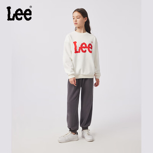 Lee儿童卫衣春款时尚帅气男孩女童上衣宽松休闲舒适百搭 白色 150 