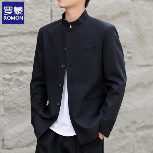 Romon High-End Zhongshan Herren Top 2024 Frühlings- und Herbst neuer chinesischer Jackenjacke Stand Collar Anzug Set Black Anzug 2xl