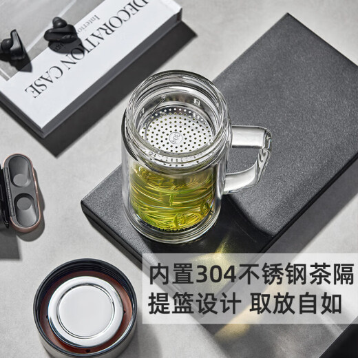 Fuguang glass large capacity portable tea cup office glass water cup transparent thickened