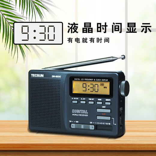 Radio portátil Tecsun DR-920C, pantalla digital de banda completa para personas mayores, control de reloj, examen de ingreso a la universidad nivel 4 y 6 de inglés, gris hierro
