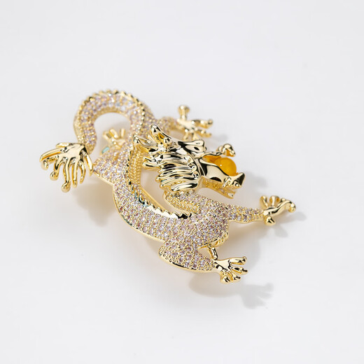 Qlady Year of the Dragon brooch, high-end women's brand corsage, anti-exposure pin, temperament silk scarf button, suit accessories, annual meeting gift, gold, no Specifications