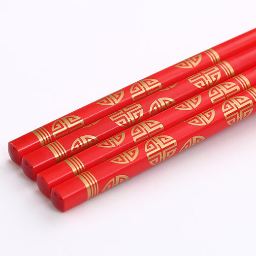10 pairs of bamboo chopsticks with lucky seals for home use, weddings, hotel weddings, red chopsticks tableware set