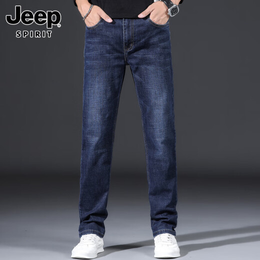 JEEP SPIRIT吉普男士牛仔裤男款秋冬新款美式弹力休闲百搭长裤子宽松直筒男裤 6211蓝黑色 32