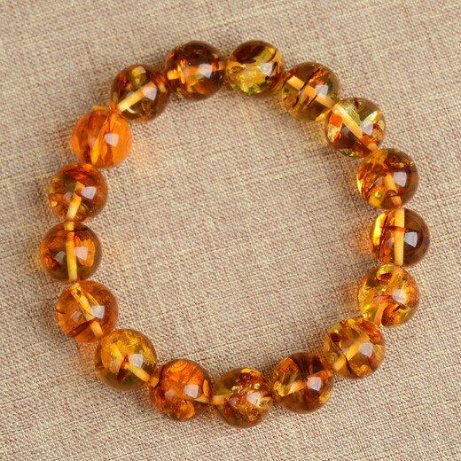 Dazzling Summer Natural Amber Bracelet with Certificate Flower Amber Bracelet Loose Beads Round Beads for Men and Women Selected Quality Diameter 12mm Single Circle Bracelet with Certificate