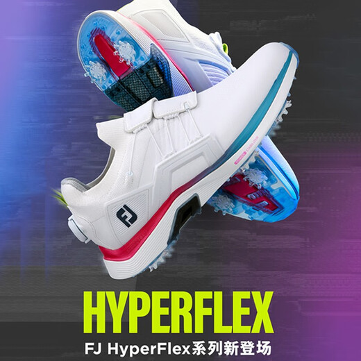 FootJoy Golf Shoes Men's New Summer Product HyperFlex BOA Lightweight Comfortable Cushioning FJ Sports 51050 White/Blue/Purple Size 41