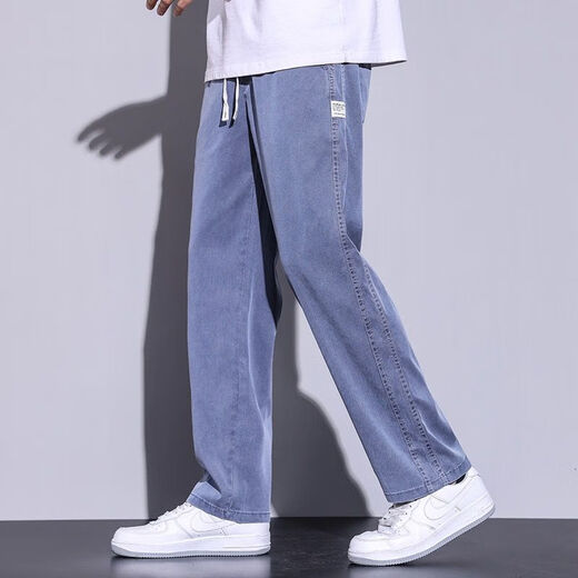Lanfulun Ice Seidenjeans Herren Sommer dünne Ice Seidenjeans Herren Sommer Dünne Zugjeans Männer losen 1049 graue dünne Zugs empfohlen 80-90jin [Jin entspricht 0,5 kg]