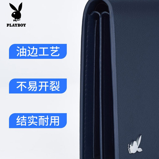 Playboy Wallet Men's Casual Business Wallet Certificat Fashion Using-Resistant Wallet Short Horizontal Multi-Carte Ticket Clip bleu