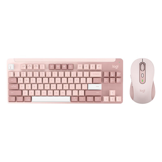 罗技（Logitech）优选系列K855(K835升级款) 机械键盘 无线蓝牙 双模连接 TTC红轴 84键 电竞游戏办公键盘 K855+M650键鼠套装 粉色