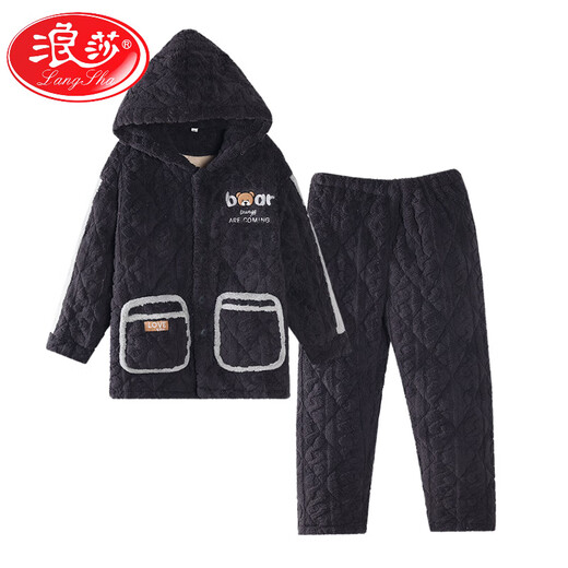
LangSha 2025 new winter men's pajamas winter thickened plush coral velvet three-layer cotton jacket spring and autumn home clothing G679 standard M-size [suggested height about 165, weight