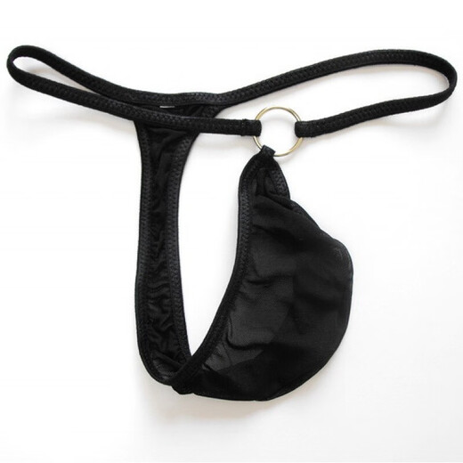 [Confidential delivery] Sexy underwear men's thong iron circle men's underwear sexy fully transparent T-pants passionate and free nightclub open large size gay gay men masturbate with men Style 5: Black