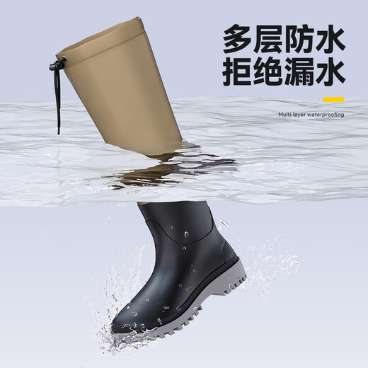 Fishing Luya wading shoes, rain boots, sea rain boots, river tracing shoes, non-slip, wear-resistant, wind-resistant nylon waterproof shoes, cycling shoes, soot 3 layers of nylon + thick rhinoceros sole -B 42 -43 size