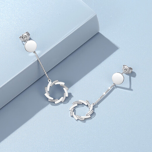 TTMIX platinum earrings for women, fashionable pt950 platinum dancing windmill shiny hoop earrings pendant 5.2-5.4g