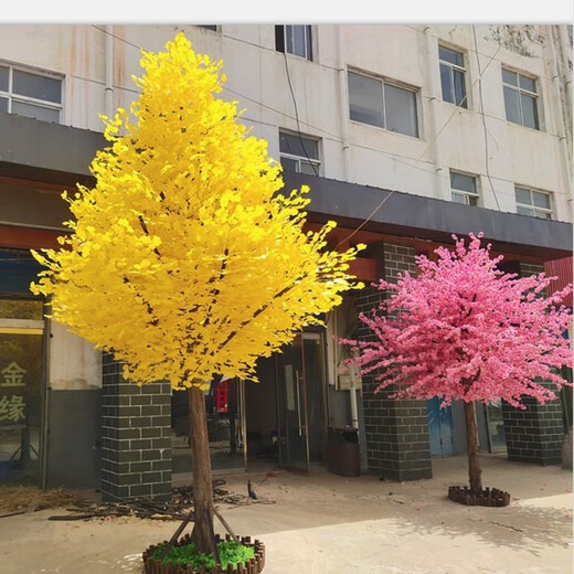 Hua e flow large simulation ginkgo tree simulation tree wedding restaurant hotel interior decoration golden wishing tree props tree fake tree (extended shape) 2.5 meters high and extended 2.5 meters