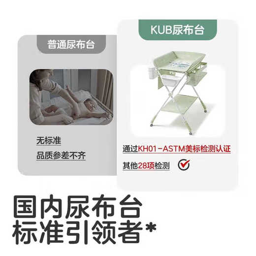 可优比（KUB）尿布台婴儿护理台宝宝洗澡多功能移动抚触台按摩便携可折叠 机器人+小水盆+垃圾桶 其他 支架结构 组装