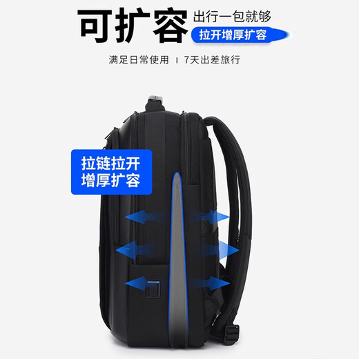 LANDESTON瑞士军士刀双肩包大容量商务旅行电脑包初中学生书包出差男士背包 黑色