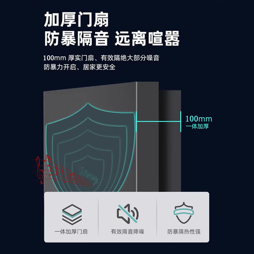 英佑门业甲级防盗门家用入户门安全门进户门暗装铰链加高门楣智能门锁 Y6003内嵌式大屏指纹锁 2050*960单门