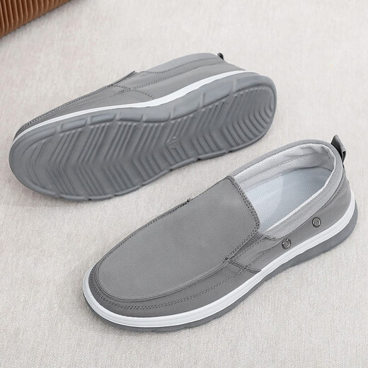 Qianpai old Beijing cloth shoes men's spring and autumn casual men's shoes middle-aged and elderly dad's shoes one foot with soft sole lightweight driving men's single shoes gray 3373 40