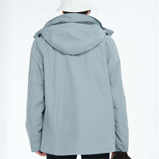 
BRELRMON Korean version of windproof clothing for women and men, outdoor coldproof three-in-one warm and removable ski mountaineering jacket jacket HS12805 blue gray-men S