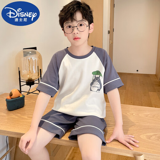 Disney boy pajamas children summer thin pure cotton short-sleeved suit medium-sized children 12-year-old boy fashionable summer home clothes DW-826 little yellow duck [cotton] 165 S size recommended 140-150 cm weight