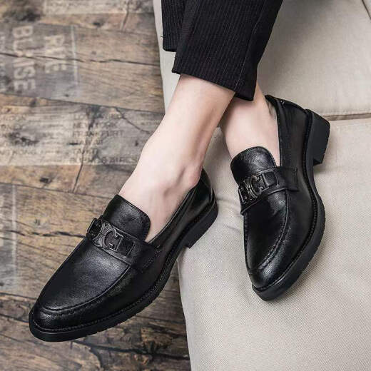 Katile Crocodile Winter Style Coreano Corea Toe Cuero zapatos para hombres Zapatos de hombres casuales de moda británica para estilistas de negocios Doudou zapatos para hombres un pie 6191 Black 40 zapatos deportivos Tamaño