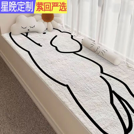 星晚卧室地毯飘窗毯卡通仿羊绒家用大面积撸猫感毯子加厚高级客厅地毯 虎斑小猫 40*120cm【优质仿羊绒】