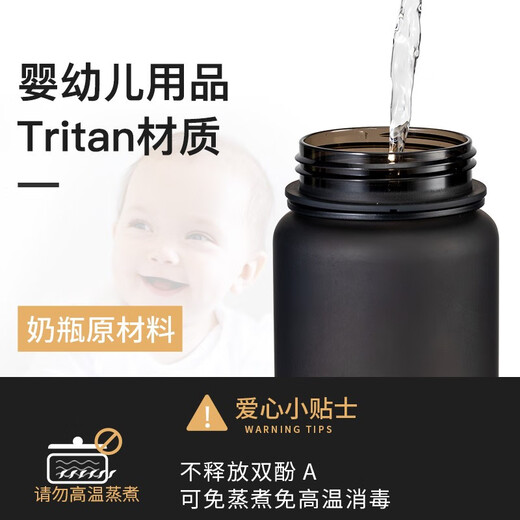 NEWB Sports Water Cup Men's Large Capacity Summer Tritan Plastic Tea Cup Men's and Women's Student Outdoor Fitness Drinking Pot Faster to Upgrade Black 1000ml