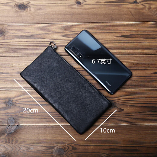 JLFGPJ New Men's Genuine Leather Long Zipper Wallet First Layer Cowhide Clutch Mobile Phone Bag Simple Women's Handbag Ultra Thin Black