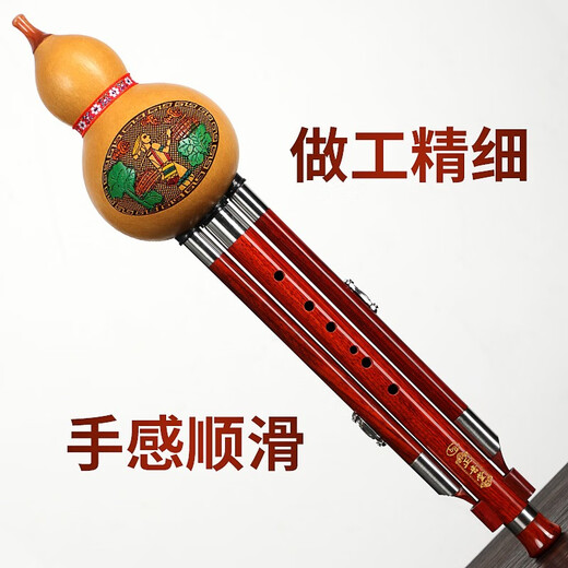 正音堂葫芦丝云南乐器成人专业演奏双调红木管浮雕三音款儿童初学 专业演奏红木管C调