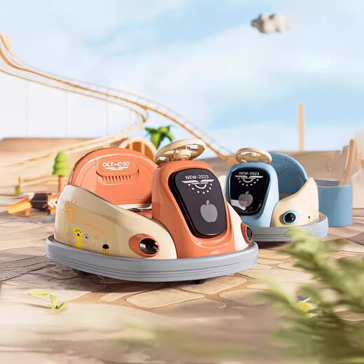 Xiaolegou children's electric bumper car children's baby toy car can sit on with remote control baby four-wheel car charger Sky Blue 6V7A battery