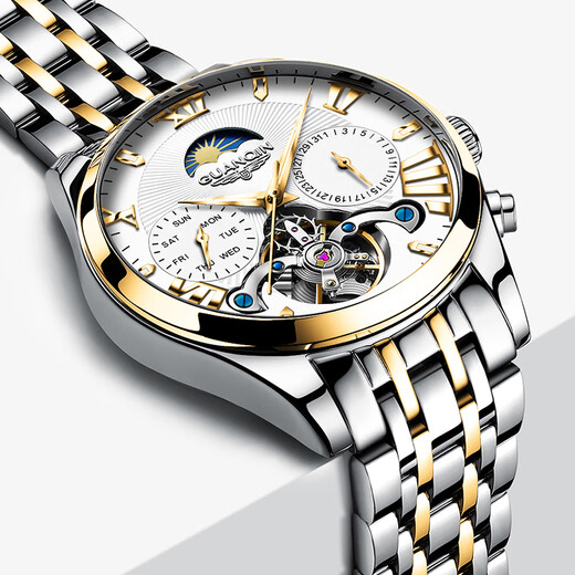 GUANQIN Swiss certified watch men's mechanical watch hollow flywheel fully automatic watch multi-functional business brand men's watch