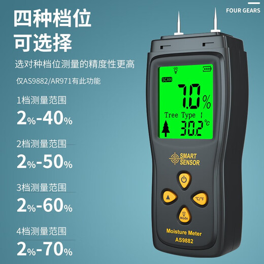 希玛木材水分测试仪水份含量检测仪高精度建材含水率测定仪测湿仪 AS-9882+充电套装